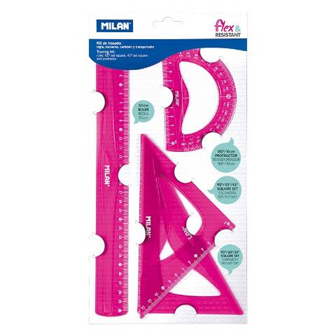 Foto de Juego de Reglas Milán Flexible con 4 piezas Rosa (124583)