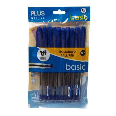 Foto de Bolígrafo Plus Office Basic. Blister 10 unidades Azul (081049)