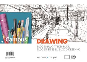 Ofiarea. Cuaderno, Bloc de Dibujo, Formato Din A4 con espiral, Hojas en  liso y con recuadro. Campus Drawing (600283)