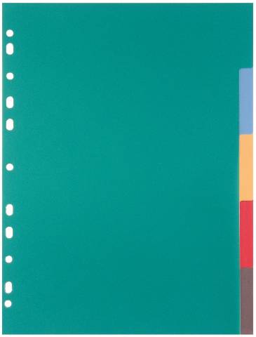 Foto de Separadores con 5 colores en polipropileno en formato Din A4. Opaco (180463)