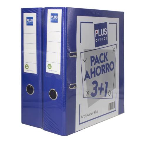 Foto de Pack 3+1 Archivador Palanca Forrado, Formato Din A4, Color Azul. (124475)