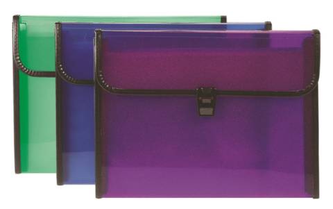 Foto de Clasificador de fuelle en polipropileno con 12 compartimentos, Formato Din A4, cierre con broche. Colores Traslúcidos (180422)