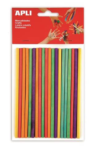 Foto de Bolsa de 25 Palos de Madera Redondos. Tamaño: 15 cm. Colores surtidos. (120878)