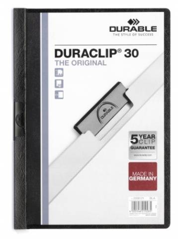 Foto de Dosier con Pinza lateral en formato Din A4 y capacidad de 30 hojas. Duraclip en color Negro (180251)