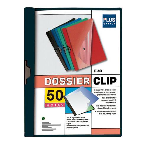 Foto de Dosier con Pinza lateral en formato Din A4 y capacidad de 50 hojas. Plus office en color Negro (180267)