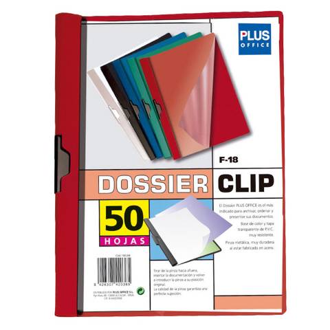 Foto de Dosier con Pinza lateral en formato Din A4 y capacidad de 50 hojas. Plus office en color Rojo (180268)