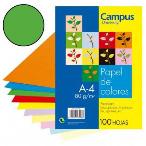Foto de Papel de color Campus en formato Din A4 de 80 gramos. Paquete de 100 unidades en color Verde Medio (001009)