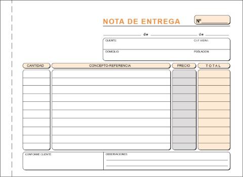 Foto de Talonario de Nota de entrega. Tamaño cuarta apaisado. Con triple calco sin matriz. (001399)