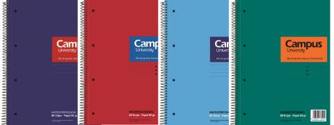 Foto de Bloc Cuaderno de espiral Microperforado Tapa Forrada, Formato Din A5 con 160 hojas 70 gr. Campus. Cuadros (001167)