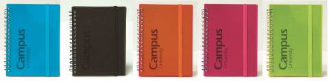 Foto de Bloc Cuaderno de espiral  tapa de Polipropileno y gomas, Formato Din A6(8º) con 60 hojas Natural. Campus. Cuadros (001833)