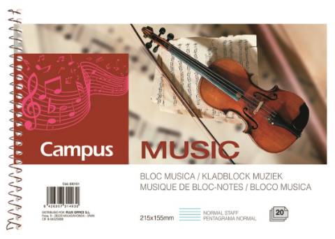 Foto de Cuaderno, Bloc de Música Formato Din A5, Pauta Normal. Campus (630151)