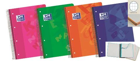 Foto de Bloc Cuaderno de espiral Microperforado Tapa de Plástico, Formato Din A4 con 120 hojas 90 gr. Oxford Cuadros (029141)