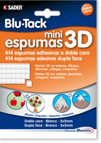 Foto de Mini espumas adhesivas para efecto 3D Blu-Tack  5x5 Blister de 414 unidades (120064)