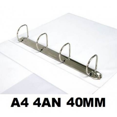 Foto de Carpeta de Plástico en pvc, Canguro 4 Anillas. 40mm Formato Din A4, Blanca (503617)