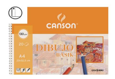 Foto de Cuaderno, Bloc de Dibujo Basic, Formato Din A4 con Espiral y Taladro, Hoja Lisa sin recuadro. Canson (128051)