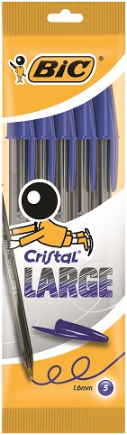 BOLIGRAFO BIC CRISTAL LARGE AZUL BOL/ 5