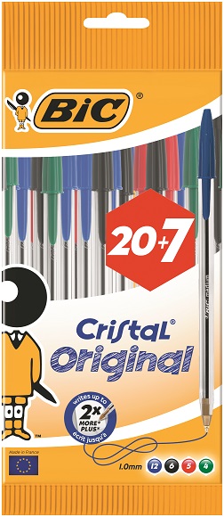 BOLIGRAFO BIC CRISTAL ORIGINAL BOL/27 SURT.