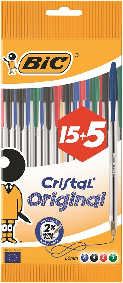 BOLIGRAFO BIC CRISTAL ORIGINAL BOL/20 SURT.