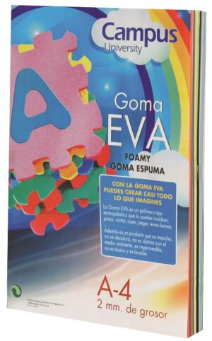 BOL/12 GOMA EVA 2mm. DIN A4 COL.SURT.