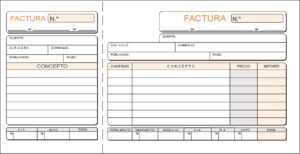 TALONARIO FACTURAS 1/3 FOL. CON MATRIZ