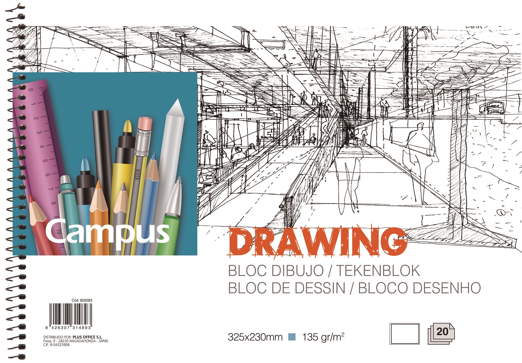 BLOC DIBUJO A4 CAMPUS DRAWING ESP REC