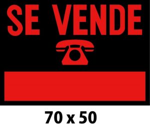 CARTEL PLASTICO SE VENDE 70 X 50