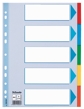 SEPARADOR DIN A4 CARTON 200gr. 5-POS.MULTITAL