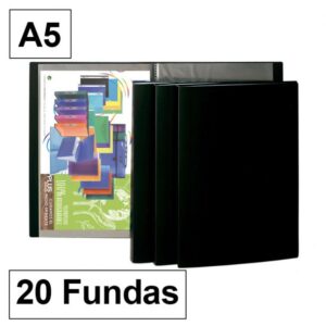 CARPETA FUNDAS A5-20H C/LOMO OPACA NEGRA
