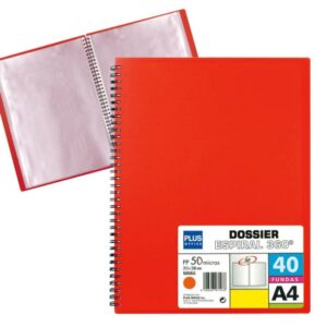 CARPETA FUNDAS A4-40H.PP 90mc ESPIRAL ROJA