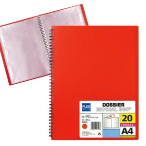 CARPETA FUNDAS A4-20H.PP 90mc ESPIRAL ROJA