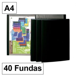 CARPETA FUNDAS A4-40H.NEGRA OPACA C/LOMO