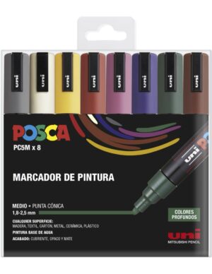 ROTULADOR POSCA PC- 5M 1,8/2,5mm. B/8 PROFUNDOS SURTIDOS