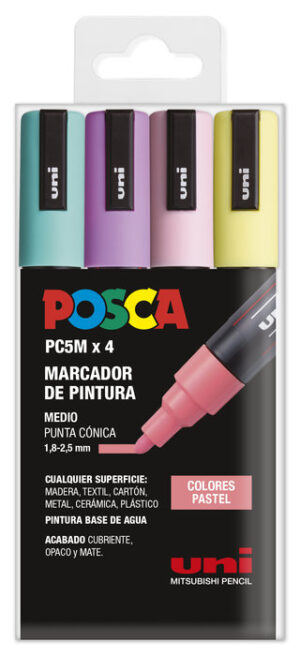 ROTULADOR POSCA PC- 5M 1,8/2,5mm. B/4 PASTEL SURTIDO.