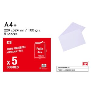 BOLSA 229x324-C4  PTE/ 5 ADHESIVA BLANCA