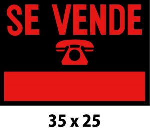 CARTEL PLASTICO SE VENDE  35 X 25