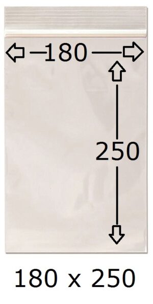 BOLSA PLAST.CIERRE MINIGRIP 180x250  PTE./100