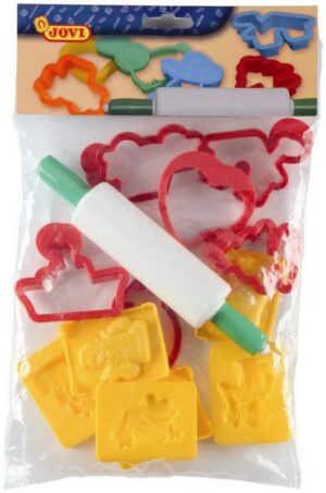 MOLDES Y RODILLO PLASTILINA BOLSA 12 M.