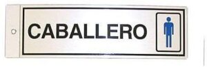 LETRERO ADH.18x6 PLATEADO SILUETA CABALLERO