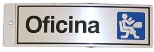 LETRERO ADH.18x6 PLATEADO OFICINA