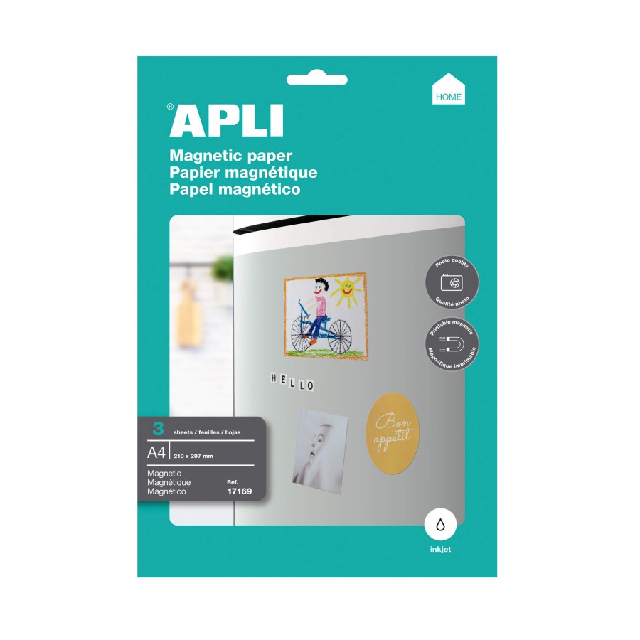 PAPEL IMPRE.MAGNETICO APLI 640gr. A-4 B/ 3h.