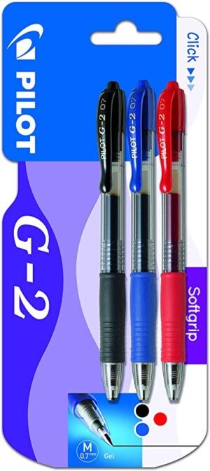 BOLIGRAFO GEL PILOT G-2-BLIST/3 AZUL+NEG+ROJO