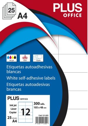 ETIQUETAS A4 105,0x 48,0 B/ 25 PLUS OFFICE