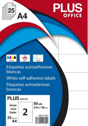 ETIQUETAS A4 210,0x148,0 B/ 25 PLUS OFFICE