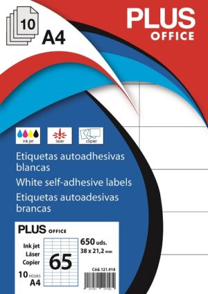 ETIQUETAS A4 38,0x 21,2 B/ 10 PLUS OFFICE