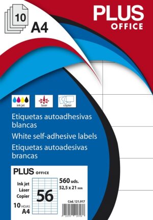 ETIQUETAS A4 52,5x 21,2 B/ 10 PLUS OFFICE