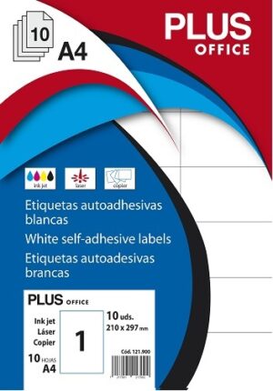 ETIQUETAS A4 210,0x297,0 B/ 10 PLUS OFFICE