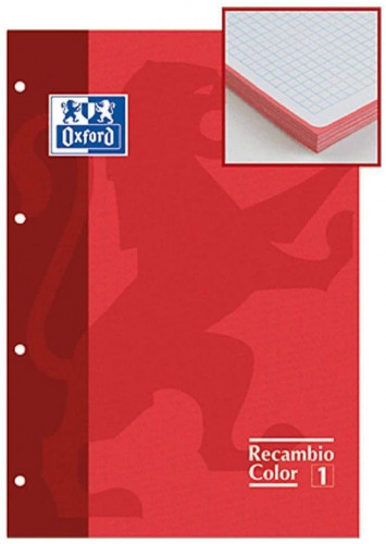 RECAMB.A4 4A.90gr. 80h OXFORD CUADR 5x5 ROJO