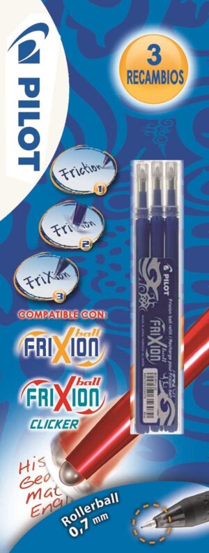 BLISTER/3 REC.BOLIGRAFOS PILOT FRIXION AZUL