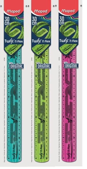 REGLA PLASTICO FLEXIBLE 30 CM.COLORES MAPED