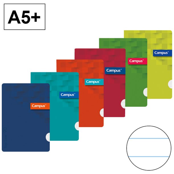 CUADERNO GRAPA TAPA PP.DIN A5+ 90gr.48H. HORIZONTAL